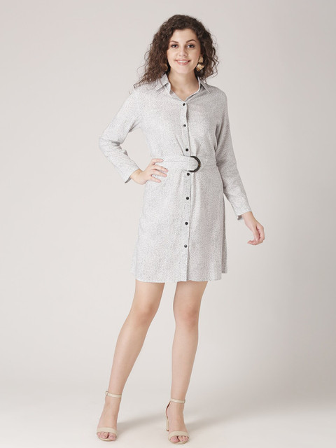 

DIVA WALK EXCLUSIVE Women White Printed Shirt Dress