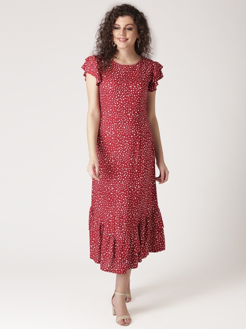 

DIVA WALK EXCLUSIVE Red & White Polka Dot A-Line Midi Dress