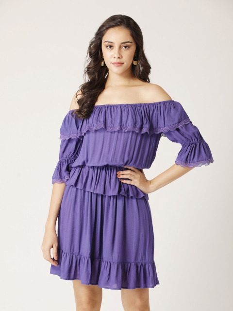 

DIVA WALK EXCLUSIVE Purple Off-Shoulder Dress