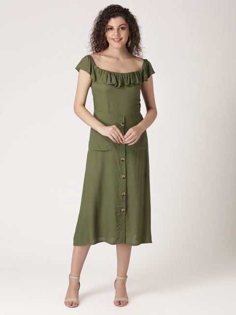 

DIVA WALK EXCLUSIVE Green A-Line Midi Dress