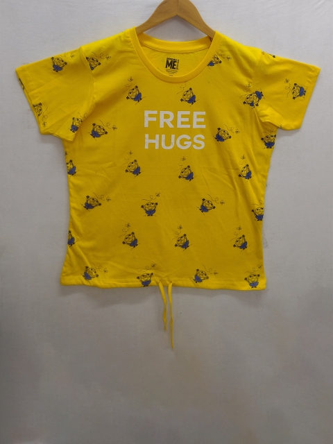 

Kook N Keech Women Yellow Printed Extended Sleeves T-shirt