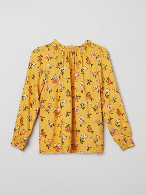 

max Girls Yellow Floral Print Top
