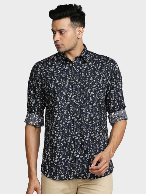 

ColorPlus Men Navy Blue Tailored Fit Floral Printed Casual Shirt