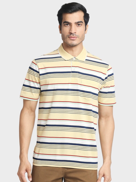 

ColorPlus Men Yellow Striped Polo Collar T-shirt