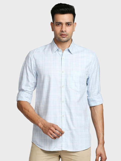 

ColorPlus Men Blue Tailored Fit Checked Casual Shirt