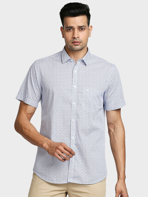 

ColorPlus Men Blue Tailored Fit Printed Casual Shirt