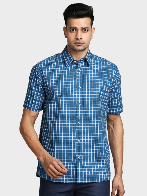 

ColorPlus Men Blue Windowpane Checks Checked Casual Shirt