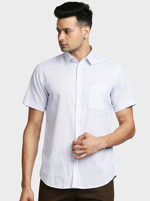

ColorPlus Men Blue Tailored Fit Printed Casual Shirt