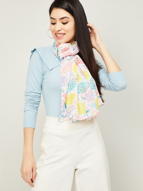 

Ginger by Lifestyle Women White & Purple Printed Stole
