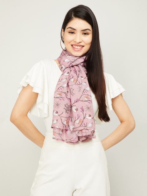

Ginger by Lifestyle Women Purple & White Printed Stole