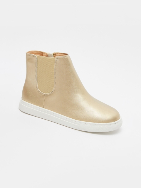 

shoexpress Girls Gold-Toned Mid-Top Flat Boots