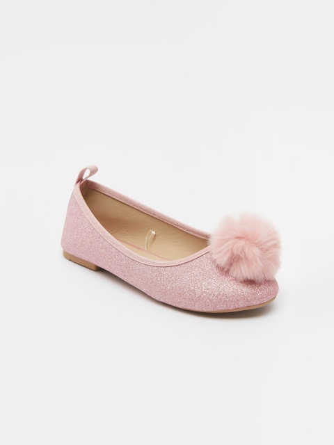 

shoexpress Girls Pink Party Ballerinas Flats with Pom-Pom