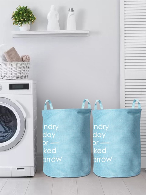 

Story@home Blue Set of 2 Foldable Round Laundry Bag with Carry Handle
