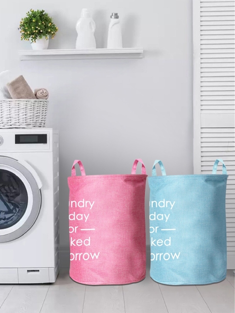 

Story@home Set Of 2 Pink & Blue Foldable Large Laundry Bags
