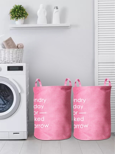 

Story@home Pink Pack of 2 Printed Laundry Bag