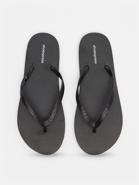 

shoexpress Women Black Rubber Thong Flip-Flops