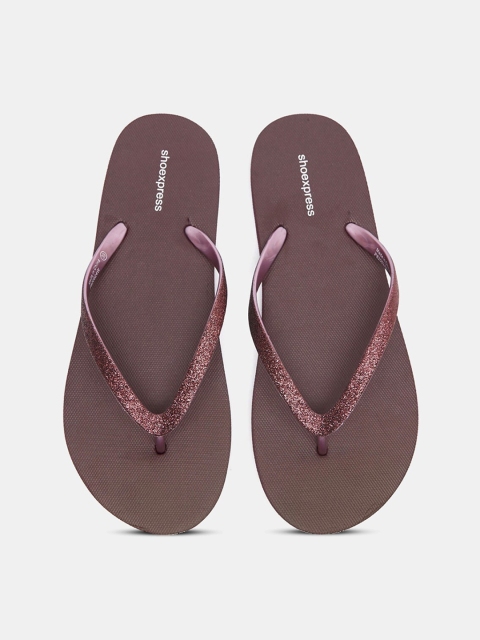 

shoexpress Women Maroon Rubber Thong Flip-Flops