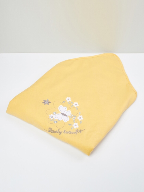 

max Orange & White Floral Mild Winter 210 GSM Single Bed Blanket