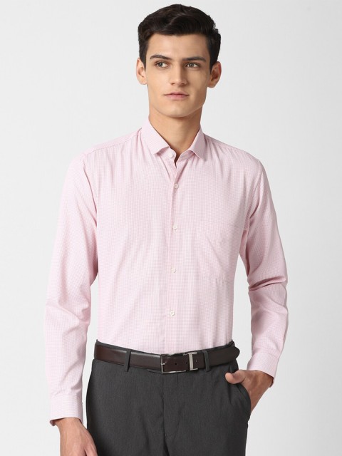 

Peter England Men Pink Micro Checks Formal Shirt