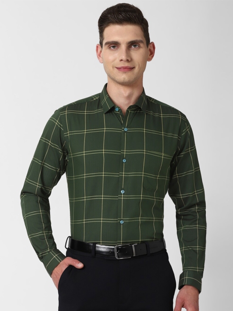 

Peter England Men Green Slim Fit Checked Formal Shirt