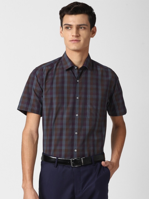 

Peter England Men Purple & Blue Checked Formal Shirt
