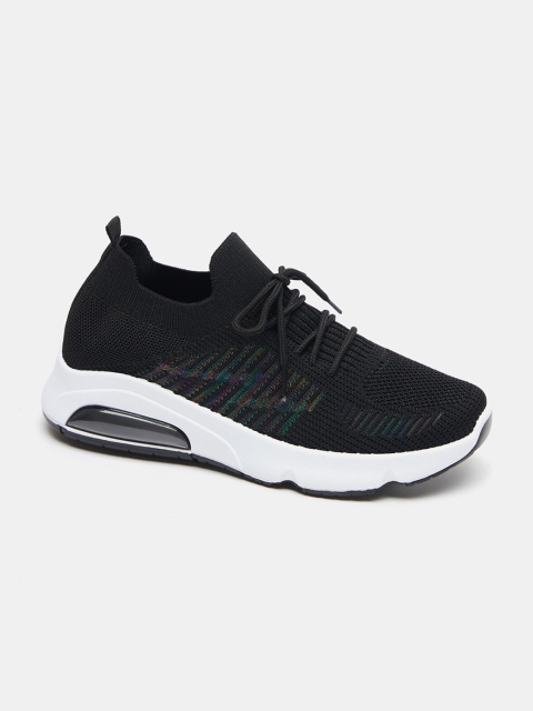 

shoexpress Women Black Textile Running Non-Marking Shoes