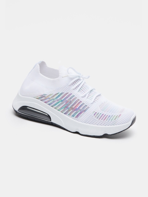 

shoexpress Women White Textile Running Non-Marking Shoes