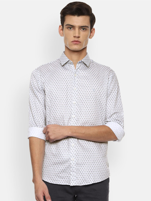 

V Dot Men Grey Slim Fit Printed Casual Shirt
