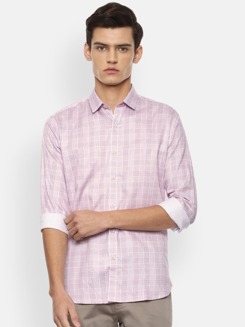 

V Dot Men Pink Slim Fit Checked Casual Shirt