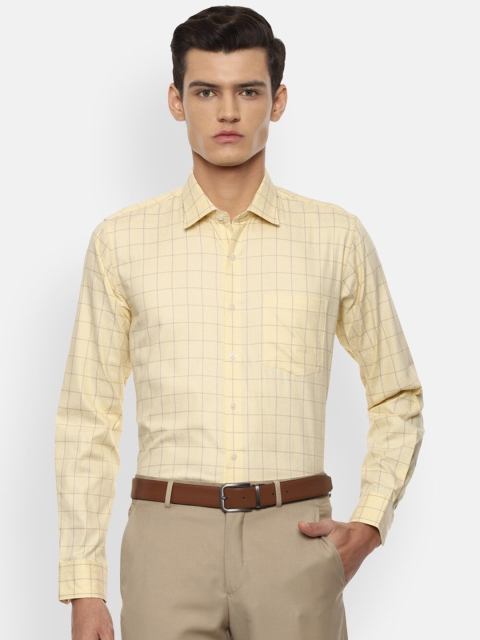 

Van Heusen Men Yellow Slim Fit Grid Tattersall Checks Checked Formal Shirt