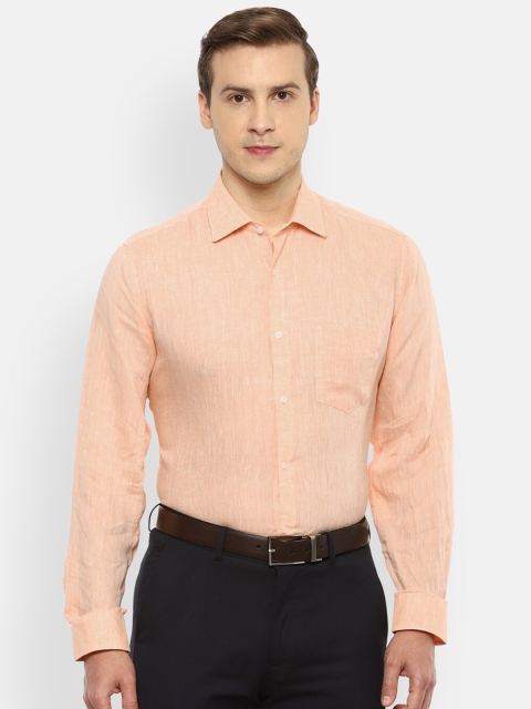 

Van Heusen Men Peach-Coloured Linen Formal Shirt