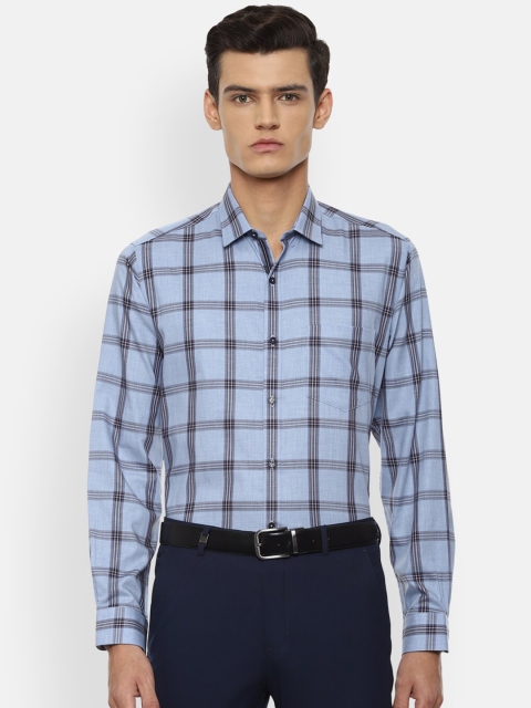 

Van Heusen Men Blue Checked Cotton Formal Shirt