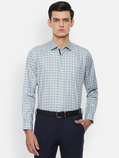 

Van Heusen Men Blue Checked Pure Cotton Formal Shirt