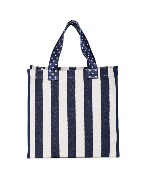 

red pout Off-White & Navy Striped Tote Bag