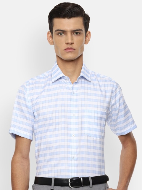 

Van Heusen Men Blue & White Checked Pure Cotton Formal Shirt