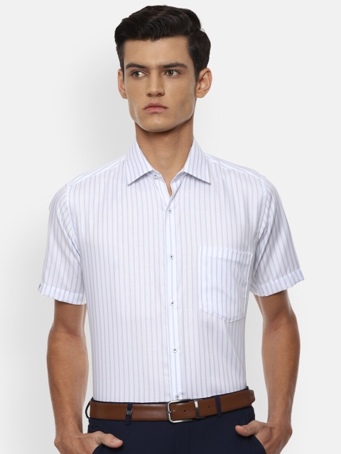 

Van Heusen Men White & Blue Striped Pure Cotton Formal Shirt