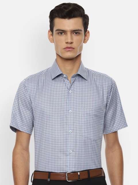 

Van Heusen Men Blue Checked Pure Cotton Formal Shirt