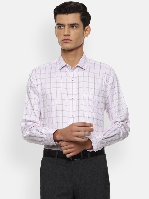 

Van Heusen Men Purple & White Checked Pure Cotton Formal Shirt