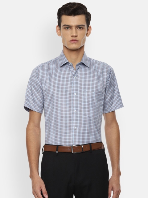 

Van Heusen Men Blue Checked Cotton Formal Shirt