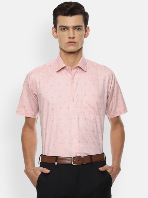 

Van Heusen Men Pink Printed Pure Cotton Formal Shirt