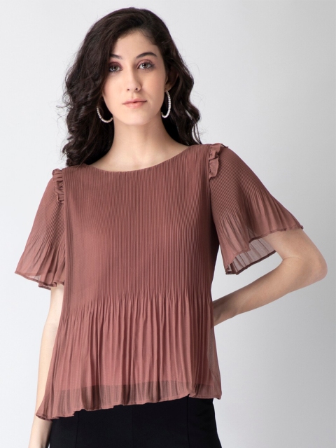 

FabAlley Pink Accordion Pleats Georgette Top