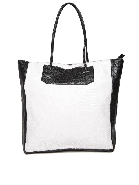 

red pout White & Black Colourblocked Snakeskin Textured Shoulder Bag