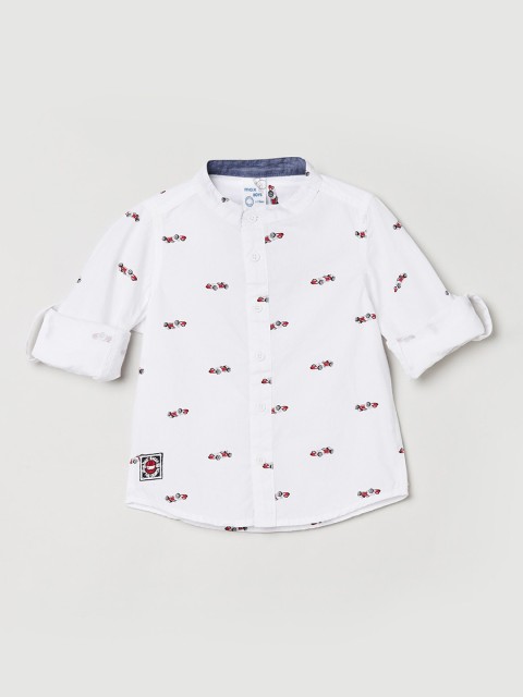 

max Boys White Printed Casual Shirt