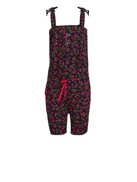

Aarika Girls Pink & Navy Blue Floral Printed Jumpsuit