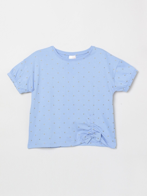 

max Girls Blue Printed T-shirt