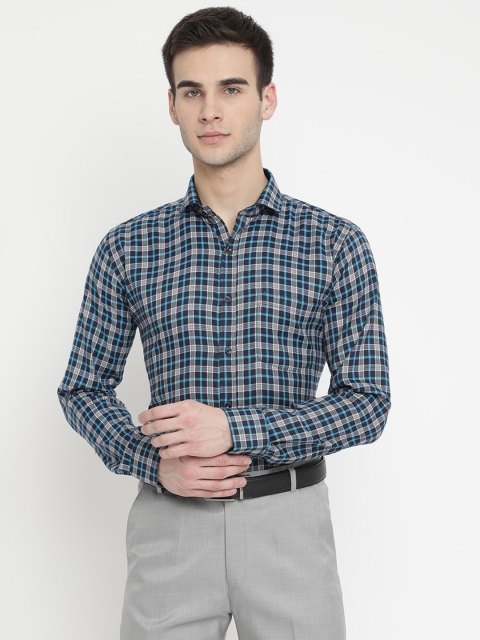 

V2 Value & Variety Men Navy Blue Tartan Checks Checked Formal Shirt