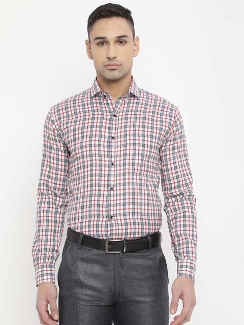 

V2 Value & Variety Men White Tartan Checks Formal Shirt