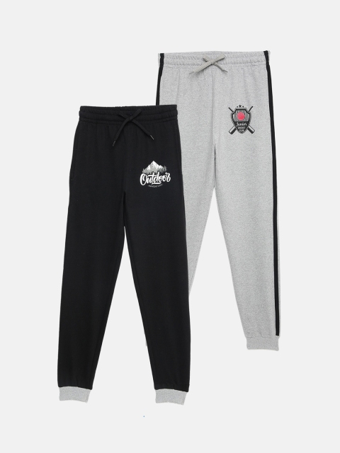 

MTB Boys Pack Of 2 Solid Slim-Fit Joggers, Black