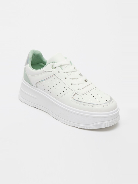 

shoexpress Women White & Green Regular Sneakers