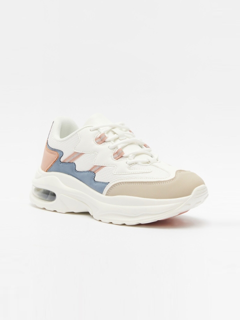 

shoexpress Women White Colourblocked PU Sneakers